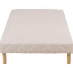 Sommier 120 x 200 cm en tissu beige Cansas