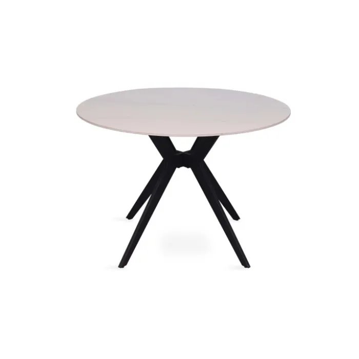 Table Appollo 110 cm pierre brillante ronde blanc