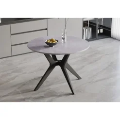 Table Appolo 110 cm pierre brillante gris