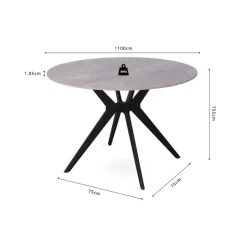 Table Appolo 110 cm pierre brillante gris