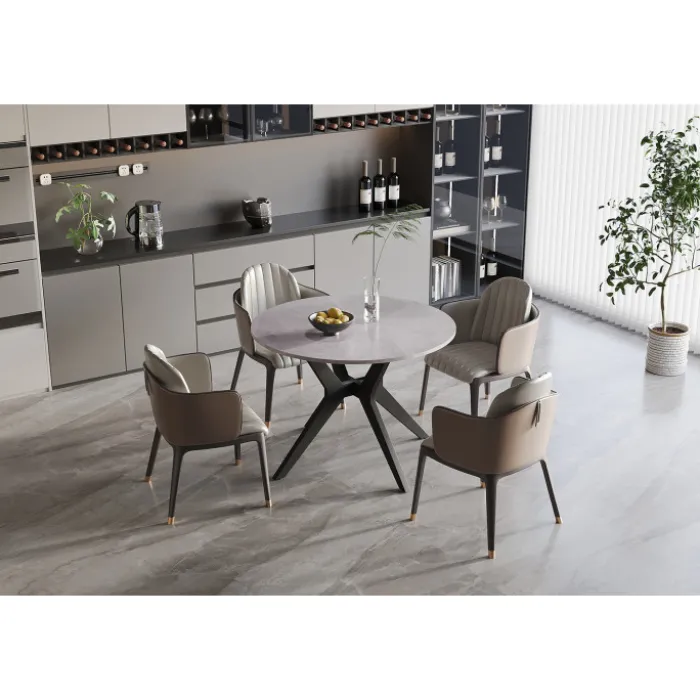 Table Appolo 110 cm pierre brillante gris