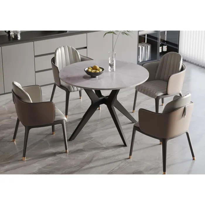 Table Appolo 110 cm pierre brillante gris