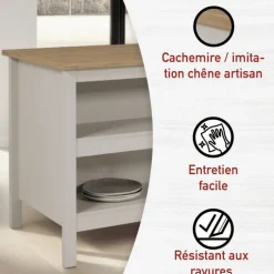 Table bar avec rangement Emmilia Chêne artisan et cachemire