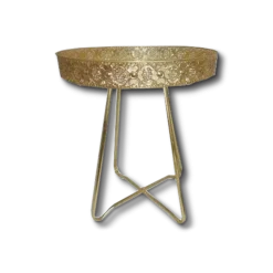 Table d'appoint métal or/miroir
