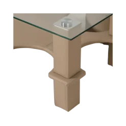 Table de salon + 6 pouf Nora beige