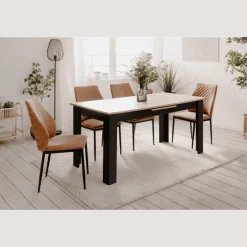 Table extensible 80 B - 003710 - Chêne artisan et noir