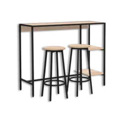 Table haute avec 2 tabourets Riley