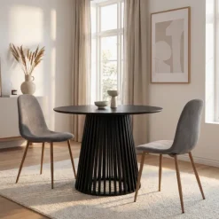 Table à manger ronde Noir Garle 81A