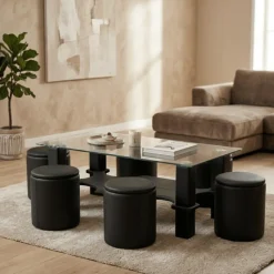 Table +6 Pouf Nora noir