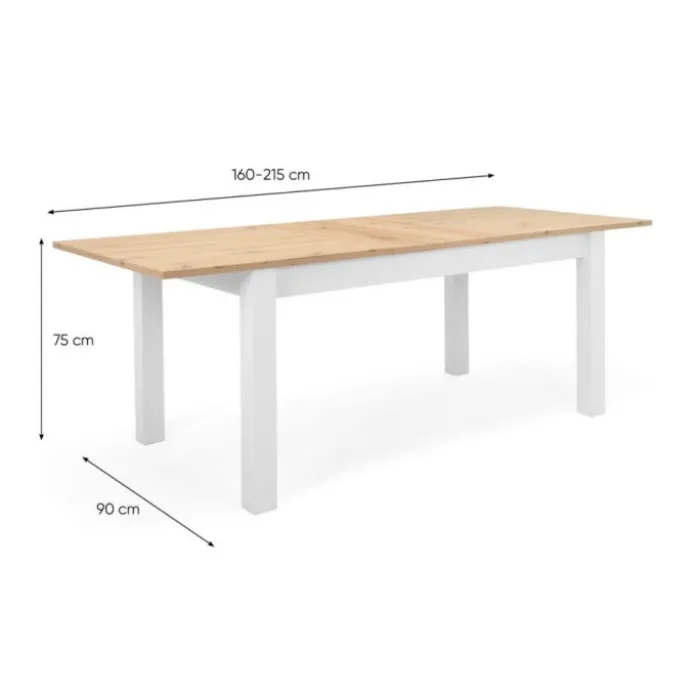 Table à rallonge Bergen 50 Blanc/ chêne artisan