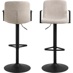 Tabouret Pablo en tissu beige 109558