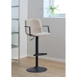 Tabouret Pablo en tissu beige 109558