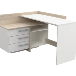 Thales - Bureau d'angle 484881 - Chêne brossé et blanc mat