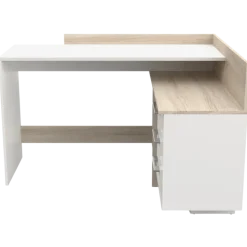 Thales - Bureau d'angle 484881 - Chêne brossé et blanc mat