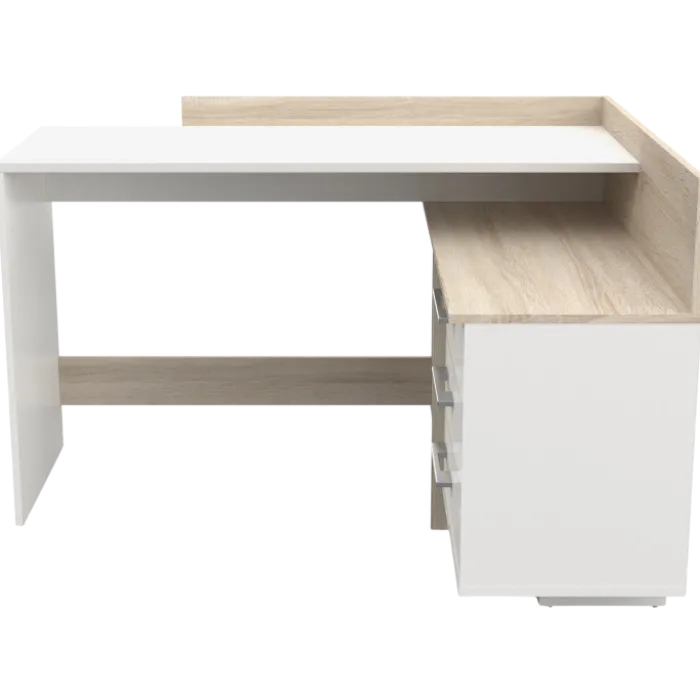 Thales - Bureau d'angle 484881 - Chêne brossé et blanc mat