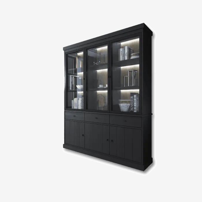 Vitrine 3P Valencia chêne noir